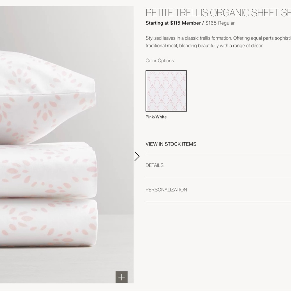RH Baby & Child Petite Organic Trellis Toddler Sheet Set in pink/white